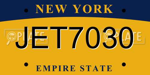 JET7030 New York License Plate