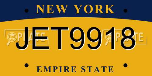 JET9918 New York License Plate