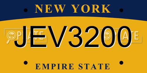 JEV3200 New York License Plate