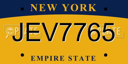 JEV7765 New York License Plate