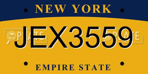JEX3559 New York License Plate