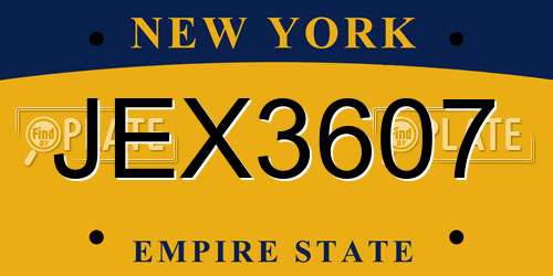 JEX3607 New York License Plate