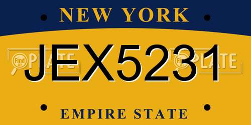 JEX5231 New York License Plate