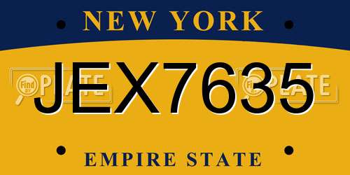 JEX7635 New York License Plate