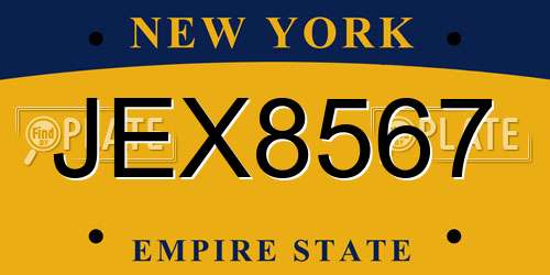 JEX8567 New York License Plate