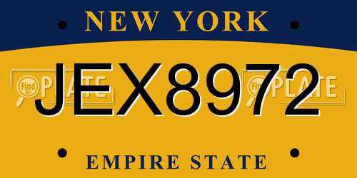 JEX8972 New York License Plate