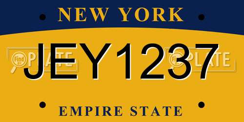 JEY1237 New York License Plate