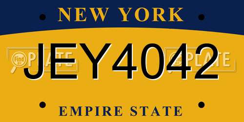 JEY4042 New York License Plate