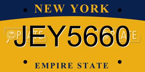 JEY5660 New York License Plate