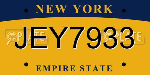 JEY7933 New York License Plate
