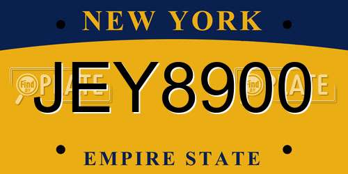 JEY8900 New York License Plate
