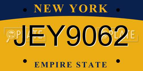JEY9062 New York License Plate