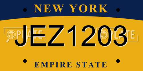 JEZ1203 New York License Plate