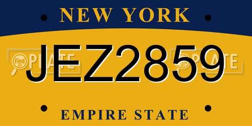 JEZ2859 New York License Plate
