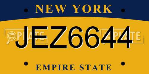 JEZ6644 New York License Plate