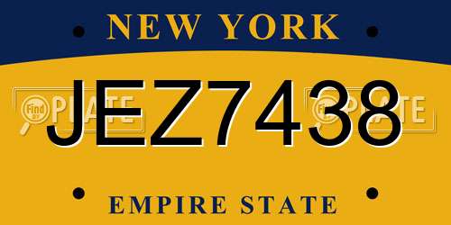 JEZ7438 New York License Plate