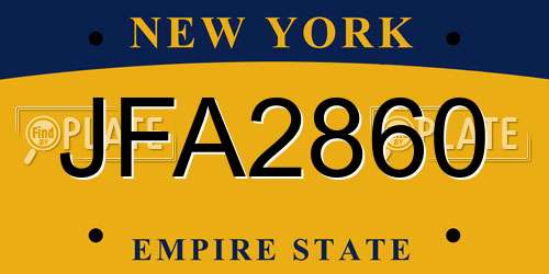 JFA2860 New York License Plate