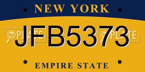 JFB5373 New York License Plate