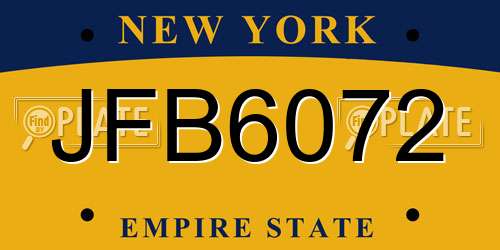 JFB6072 New York License Plate