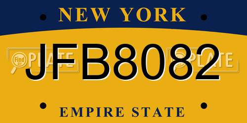 JFB8082 New York License Plate