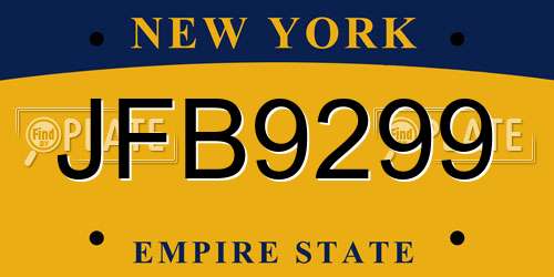 JFB9299 New York License Plate