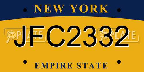 JFC2332 New York License Plate