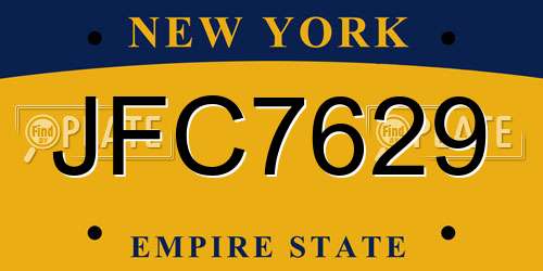 JFC7629 New York License Plate
