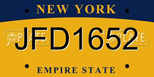 JFD1652 New York License Plate