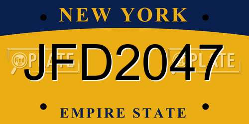 JFD2047 New York License Plate