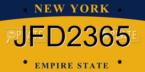 JFD2365 New York License Plate