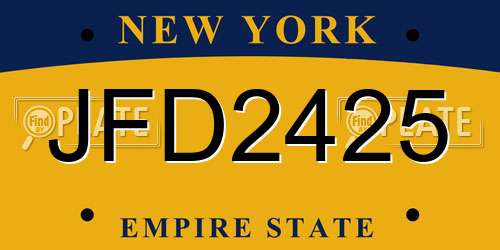 JFD2425 New York License Plate
