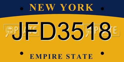 JFD3518 New York License Plate