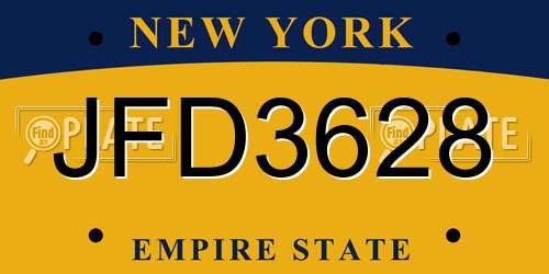 JFD3628 New York License Plate