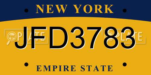 JFD3783 New York License Plate