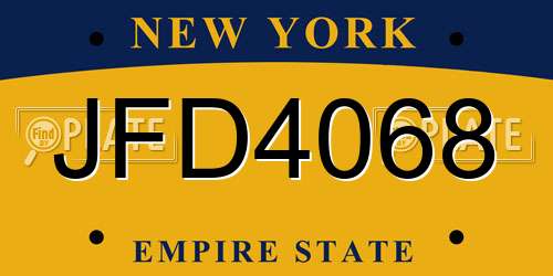 JFD4068 New York License Plate