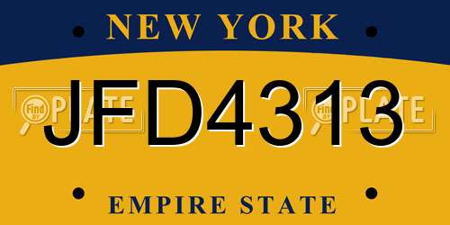 JFD4313 New York License Plate