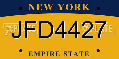 JFD4427 New York License Plate
