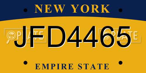 JFD4465 New York License Plate