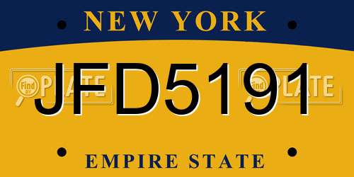 JFD5191 New York License Plate
