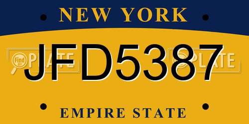 JFD5387 New York License Plate