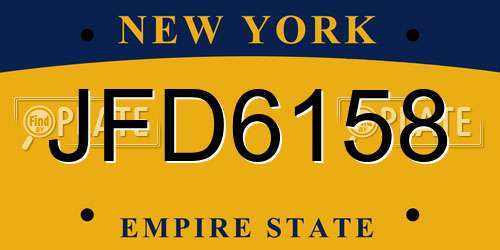 JFD6158 New York License Plate