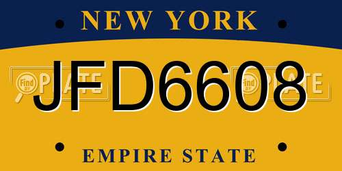 JFD6608 New York License Plate