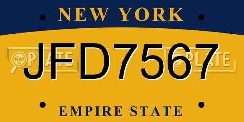 JFD7567 New York License Plate