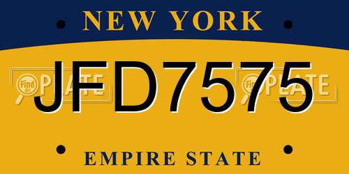 JFD7575 New York License Plate