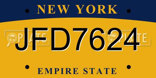 JFD7624 New York License Plate