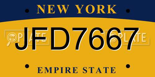 JFD7667 New York License Plate