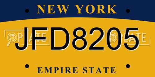 JFD8205 New York License Plate