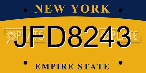 JFD8243 New York License Plate