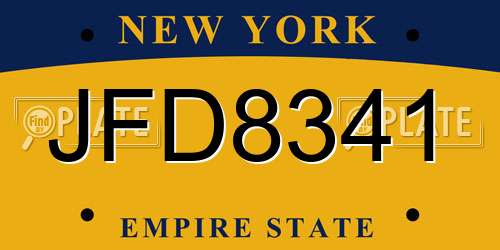 JFD8341 New York License Plate