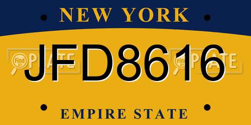 JFD8616 New York License Plate
